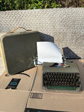 Vintage Olympia SM4 Portable Typewriter Green w/ Case West Germany Tested Works